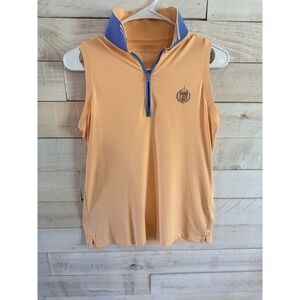 Peter Millar UPF 50+ Sun Protect Logo Sleeveless Top Womens Small 1/4 Zip